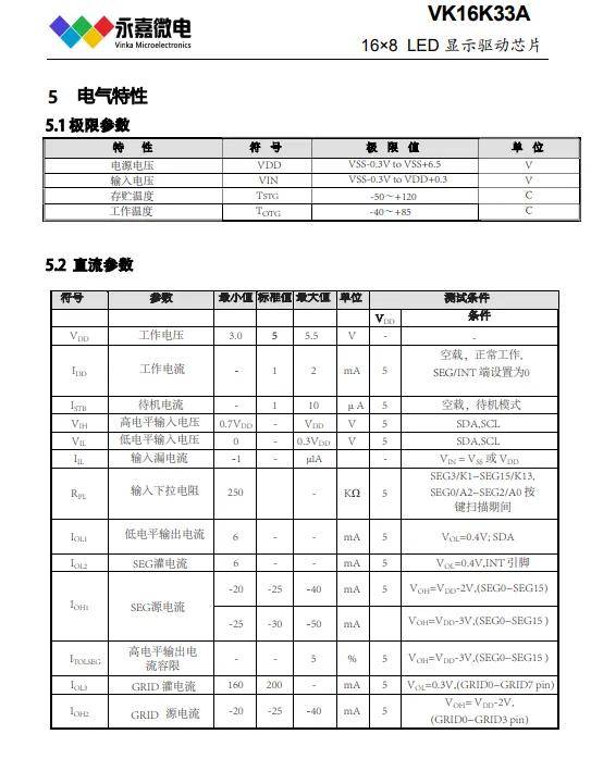 高抗干扰数显驱动芯片VK16K33A大电流数码管驱动原厂技术支持