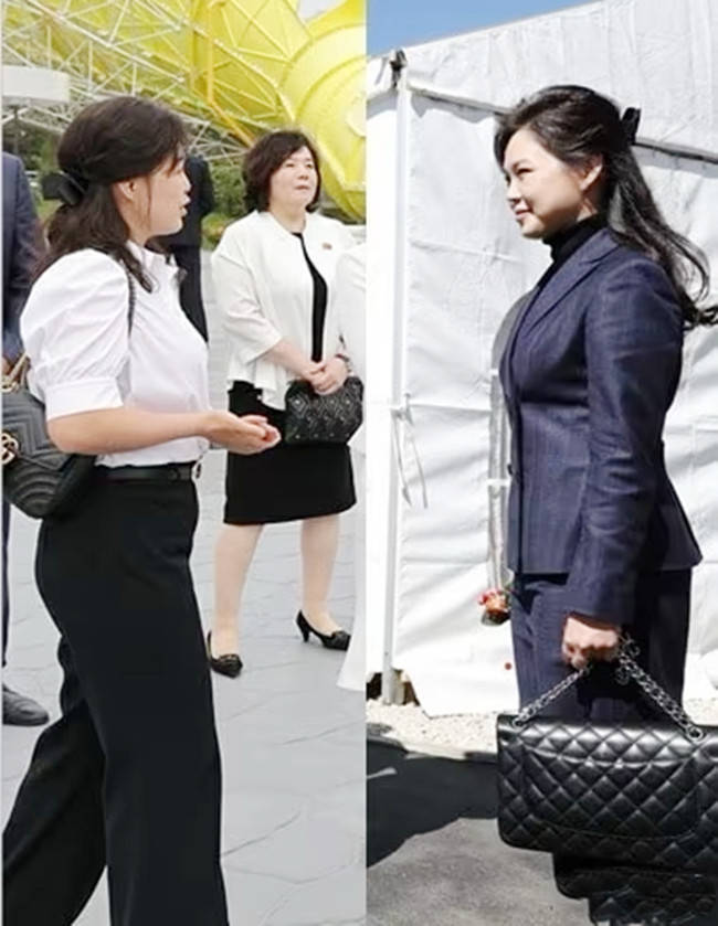 金正恩妻子的穿搭好雍容，上方圆领下方短裙得体，立体发型挺精神