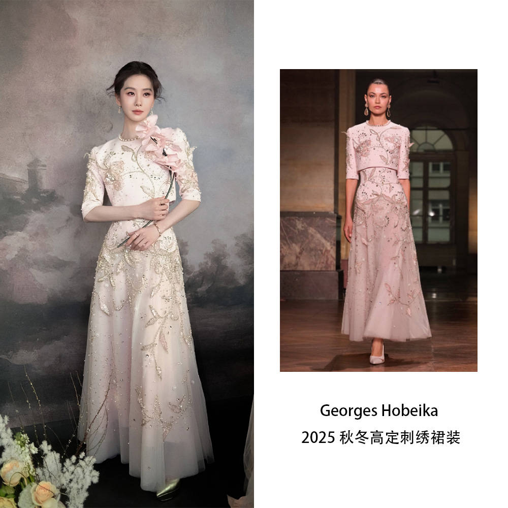 高圆圆低胸修身裙好有冲击力，刘诗诗满裙花瓣自带油画氛围！