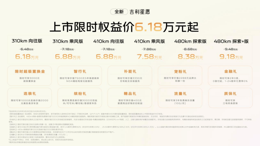 全系续航全面升级！全新吉利星愿正式上市限时权益价618万元起(图1)