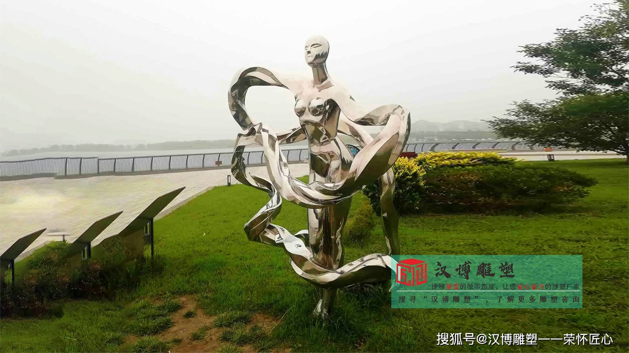 写字楼前不锈钢抽象人物雕塑，雕塑源头工厂倾心之作