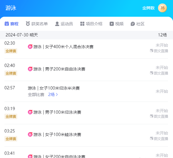 原创央视CCTV5直播：附男子、女子100米蛙泳、仰泳决赛时间表！