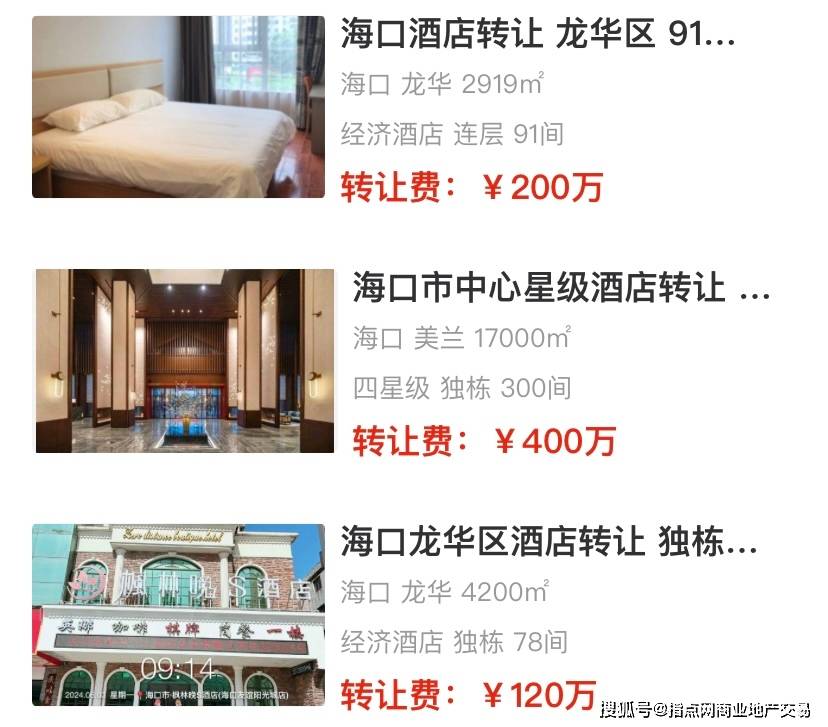 海口酒店转让信息最新 2432期｜指点网(图1)