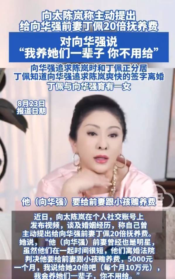 向太谈及与向华强前妻丁佩的相处细节！主动提出给对方20倍抚养费