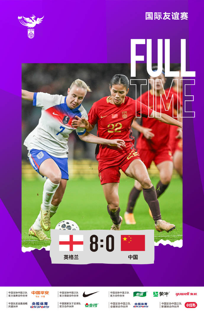 惨败!友谊赛-中国女足全场被压制+失误不断0-8英格兰女足