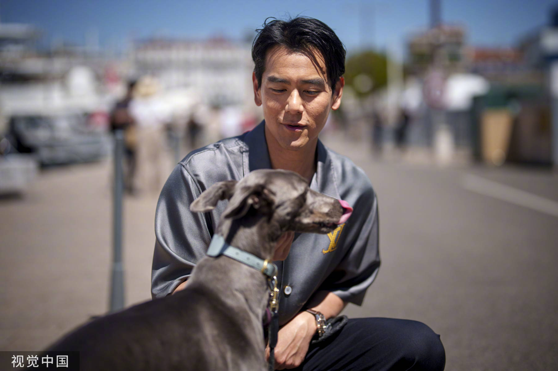 彭于晏携狗狗现身戛纳街头 沐浴明媚阳光休闲惬意