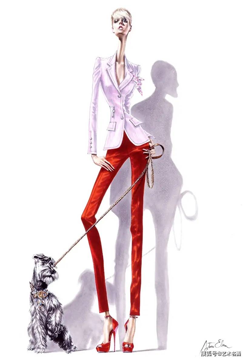 细瘦风格时装插画︱西班牙画家arturoelena的绘画作品
