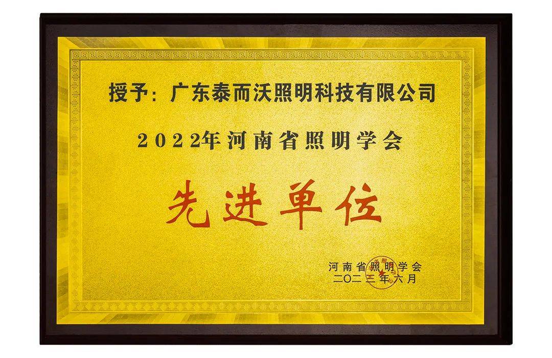 泰沃照明 | 荣获 2022年河南省照明学会 先进单位_支持_社会_科技