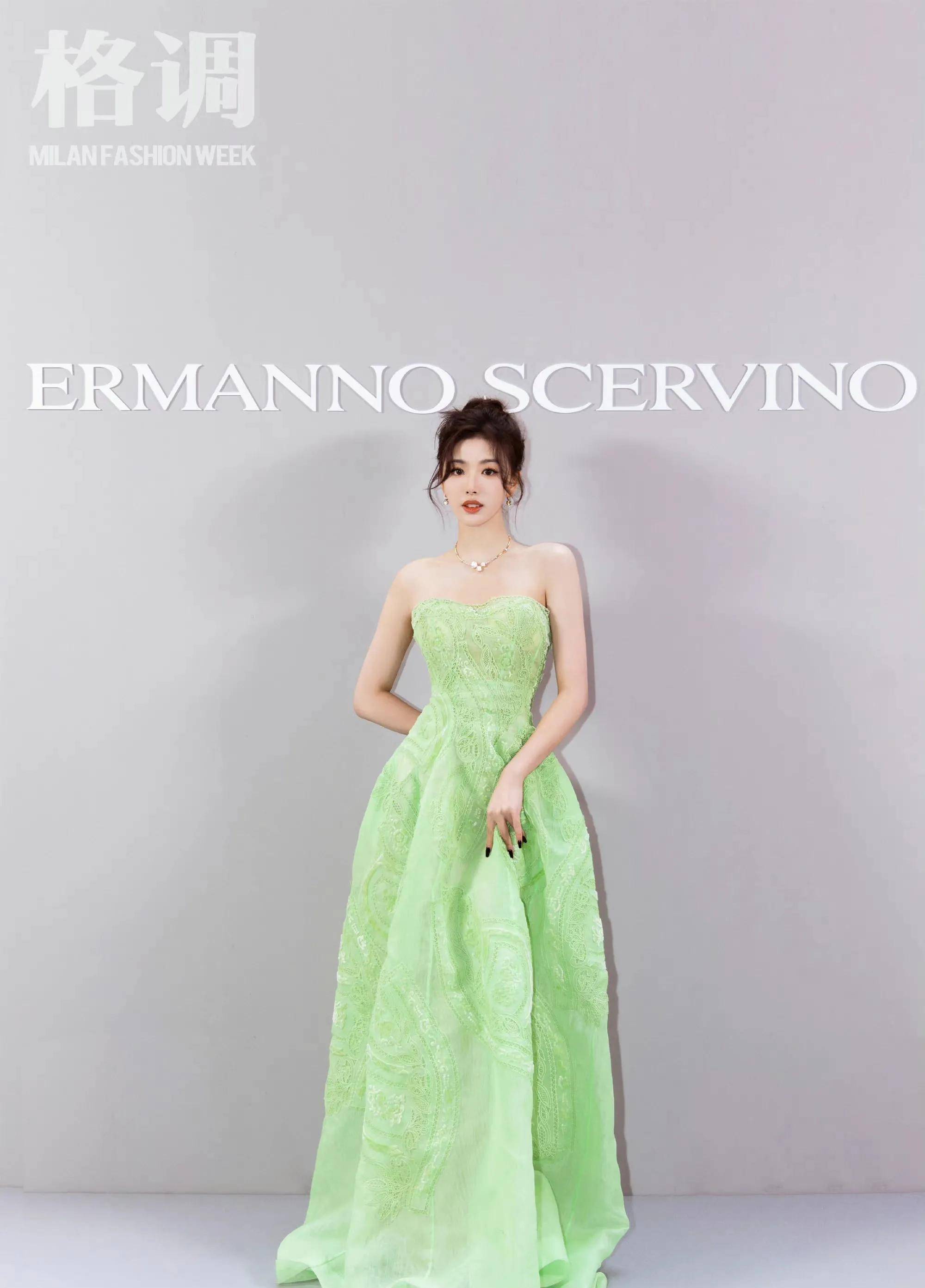 孔雪儿穿绿色抹身材镂空纱裙好惊艳,肤白貌国外色天香惹人爱_红心