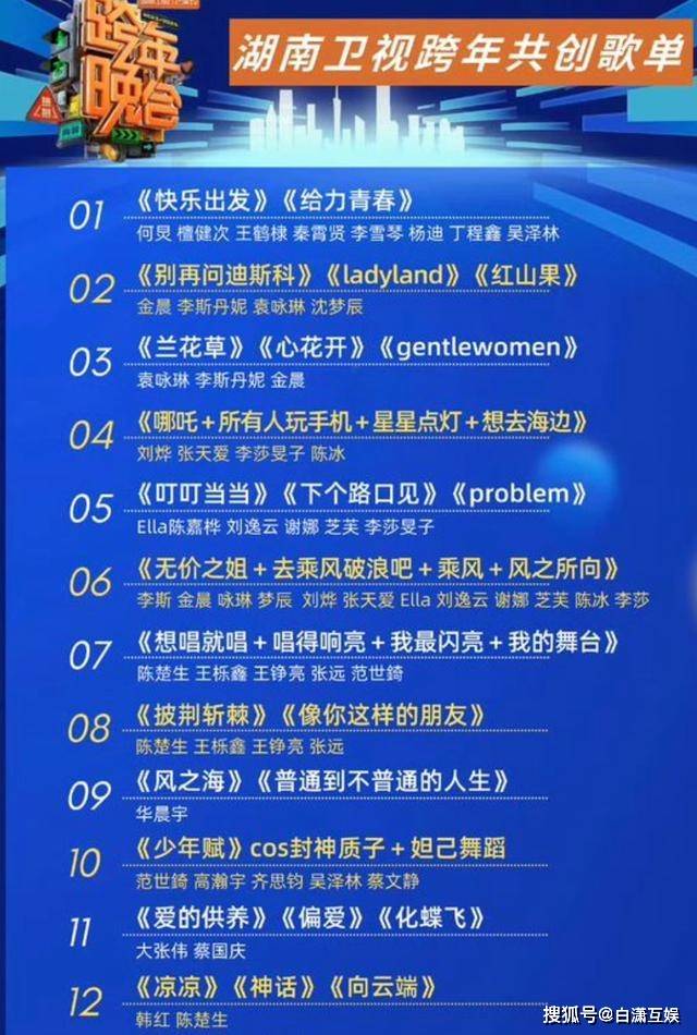 总之,湖南卫视跨年晚会的节目单曝光引发了广泛关注.