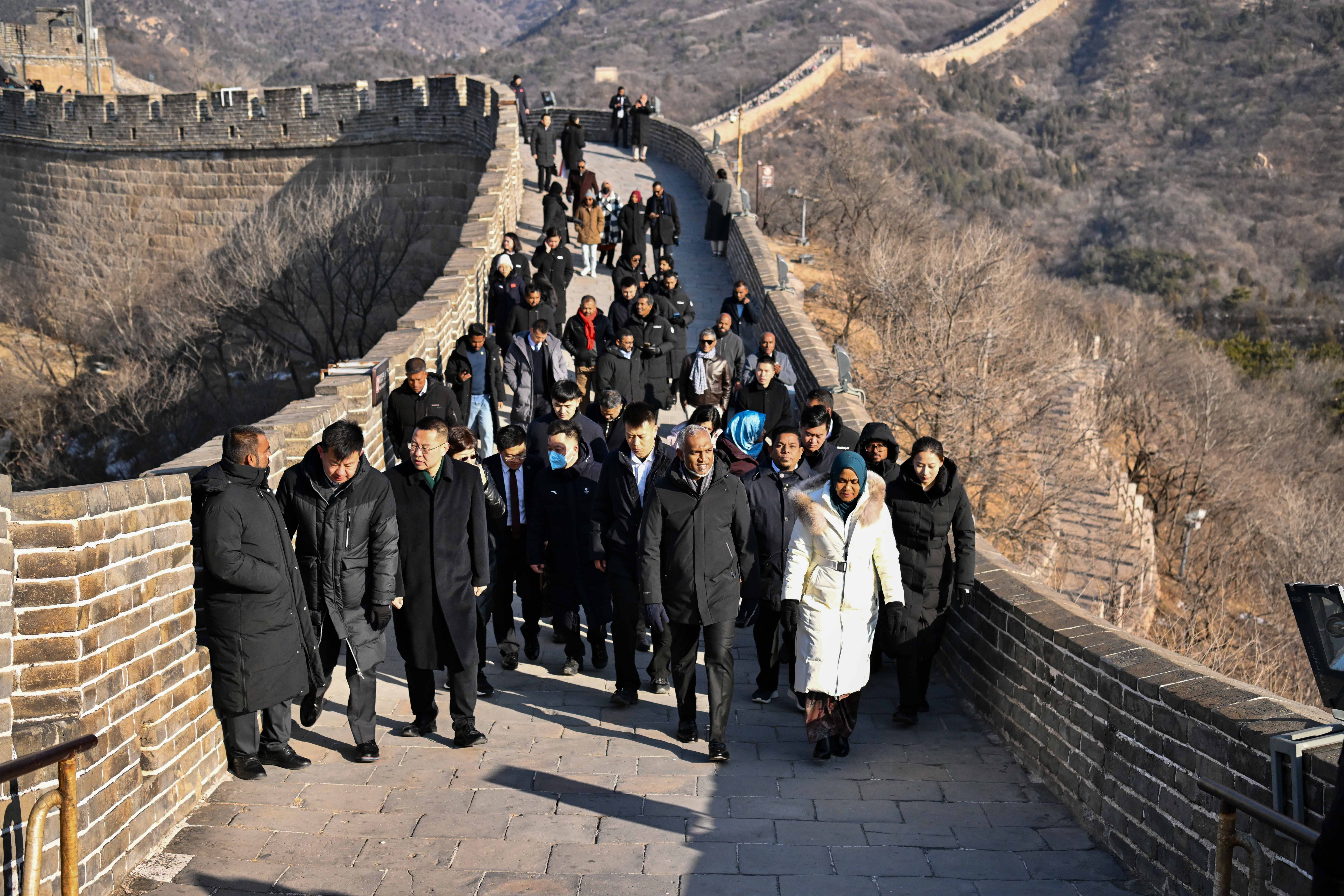 马尔代夫总统和夫人逛长城啦!