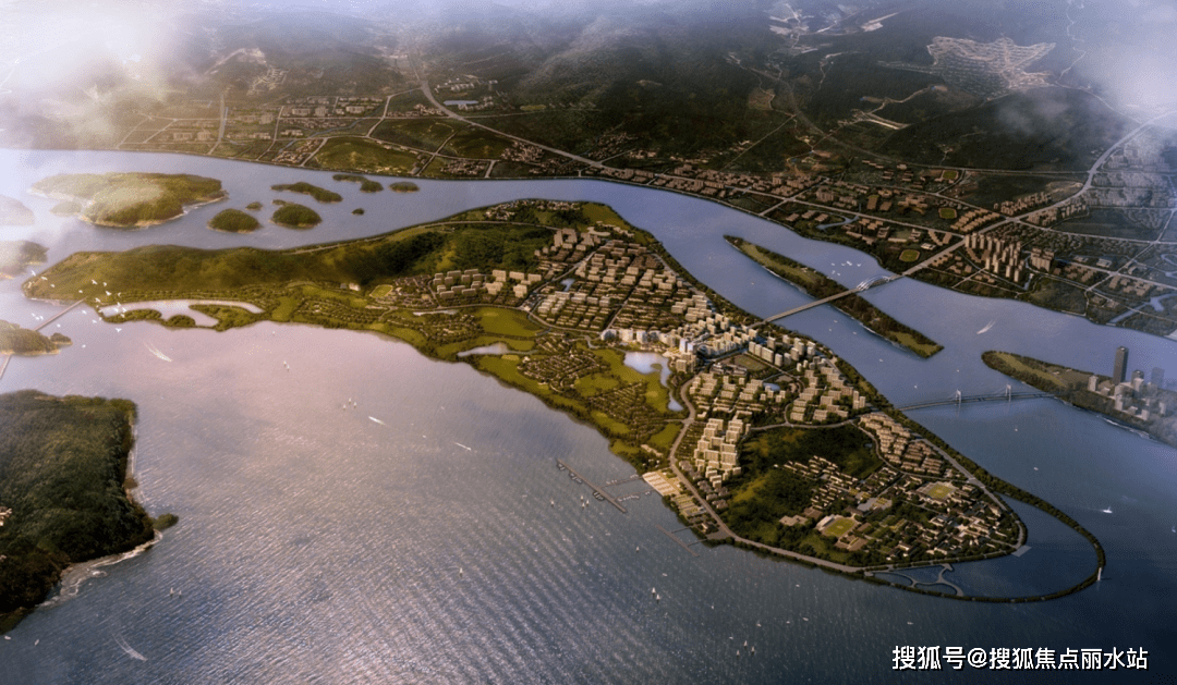 概念规划鸟瞰图绿城如心小镇位于舟山市临城新区西南的长峙岛,地处