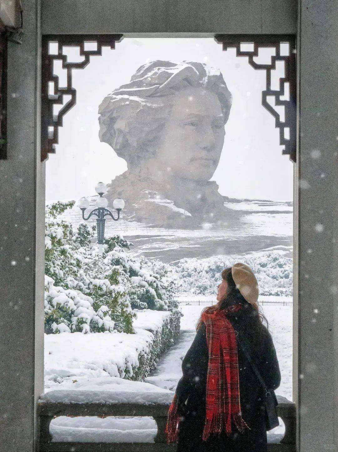 橘子洲头雪景照片图片