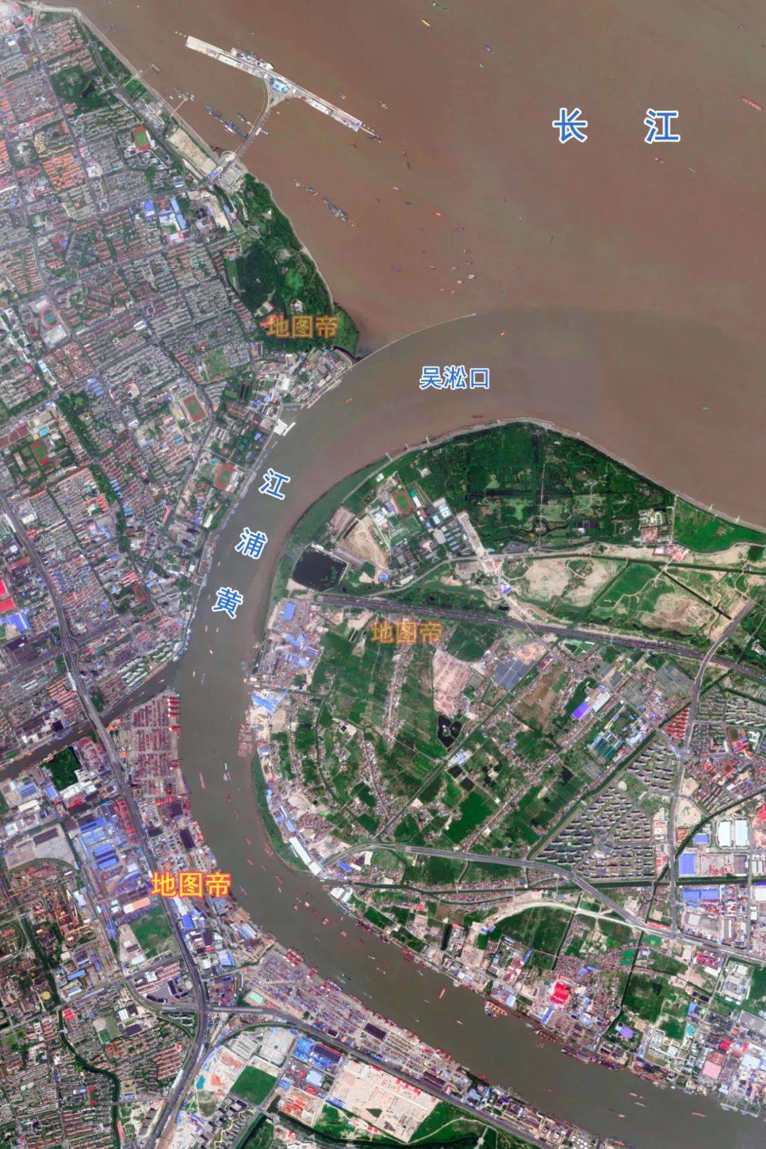 黄浦江与长江交汇地图图片