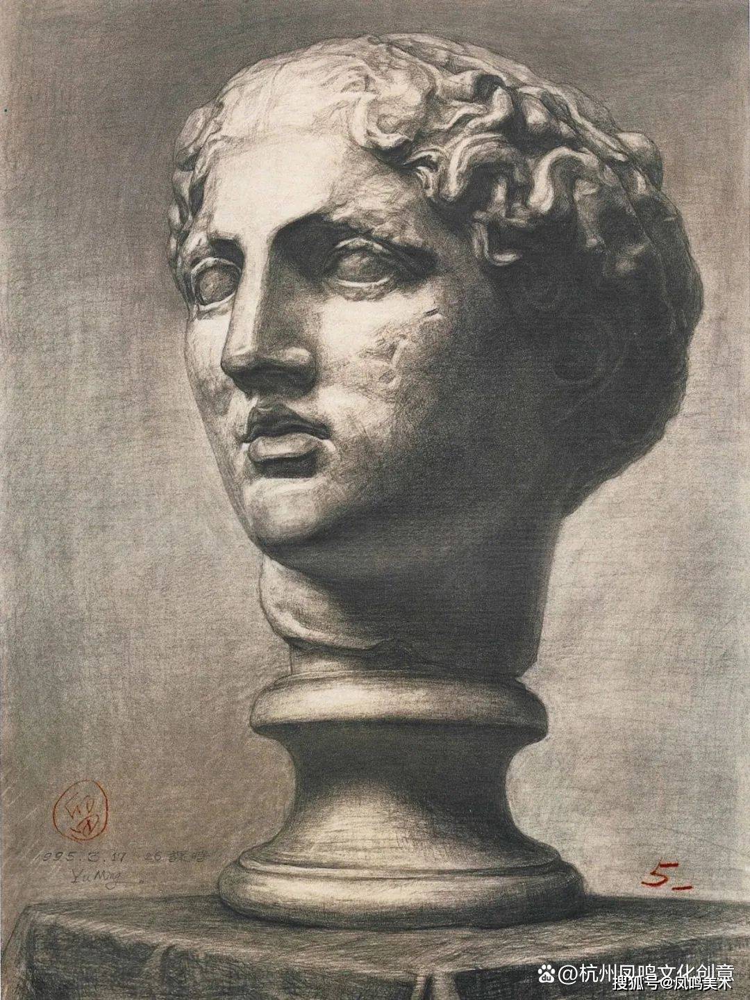 美院附中班集训:央美附中素描石膏像精选作品_雕塑_古