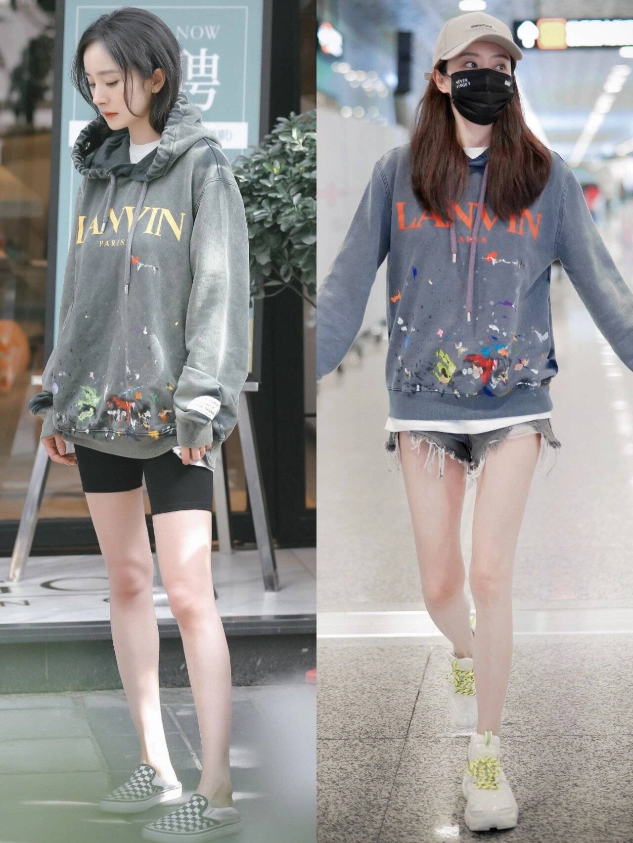 带火了一种新穿法:卫衣  白t恤 二分裤,时髦又减龄_休闲_张小斐_造型