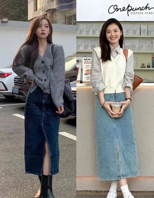 冬天穿"牛仔裙"才时髦,搭配这4种上衣,提升气质添魅力_时尚_造型_外套