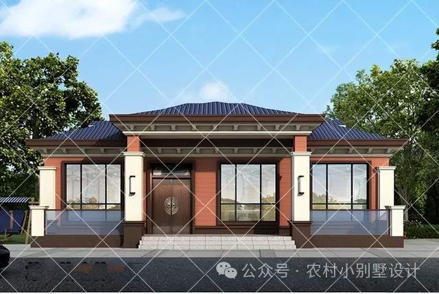 霸气十足30款一层新中式自建房别墅,农村养老自建房的