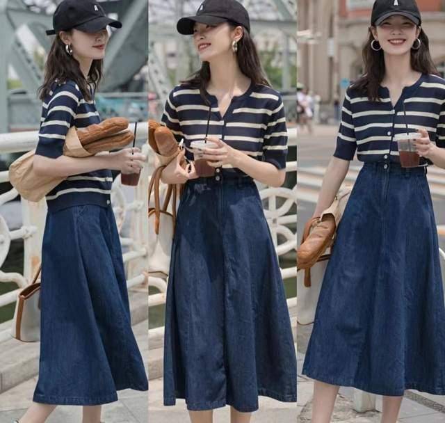 夏天的"牛仔半身裙"确实美!