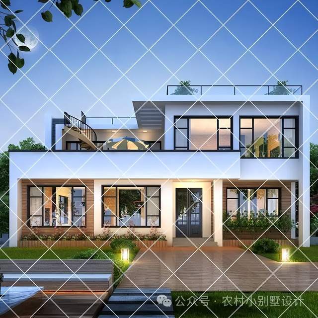 开春建房22款二层现代风自建房别墅图纸推荐,简约大气