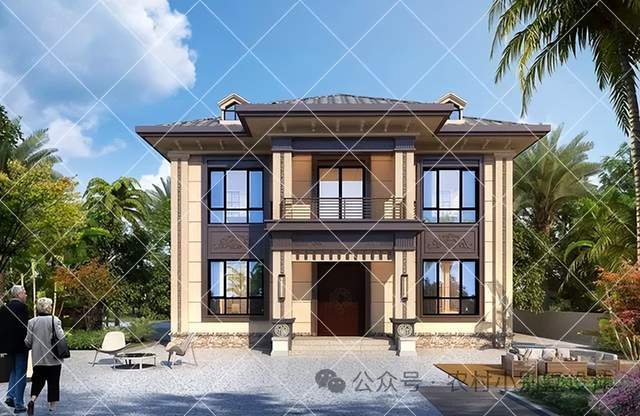 22款适合农村的二层自建的别墅,外观经典大气,造型美观,布局也非车哪