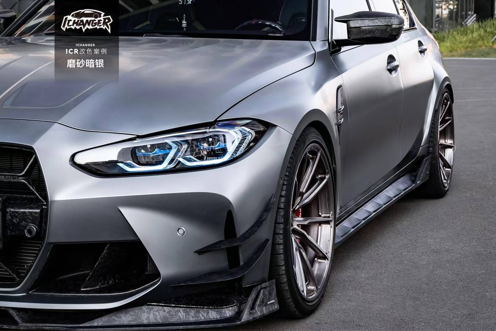 宝马m3-icr改色膜磨砂暗银,绝对算是天花板的存在
