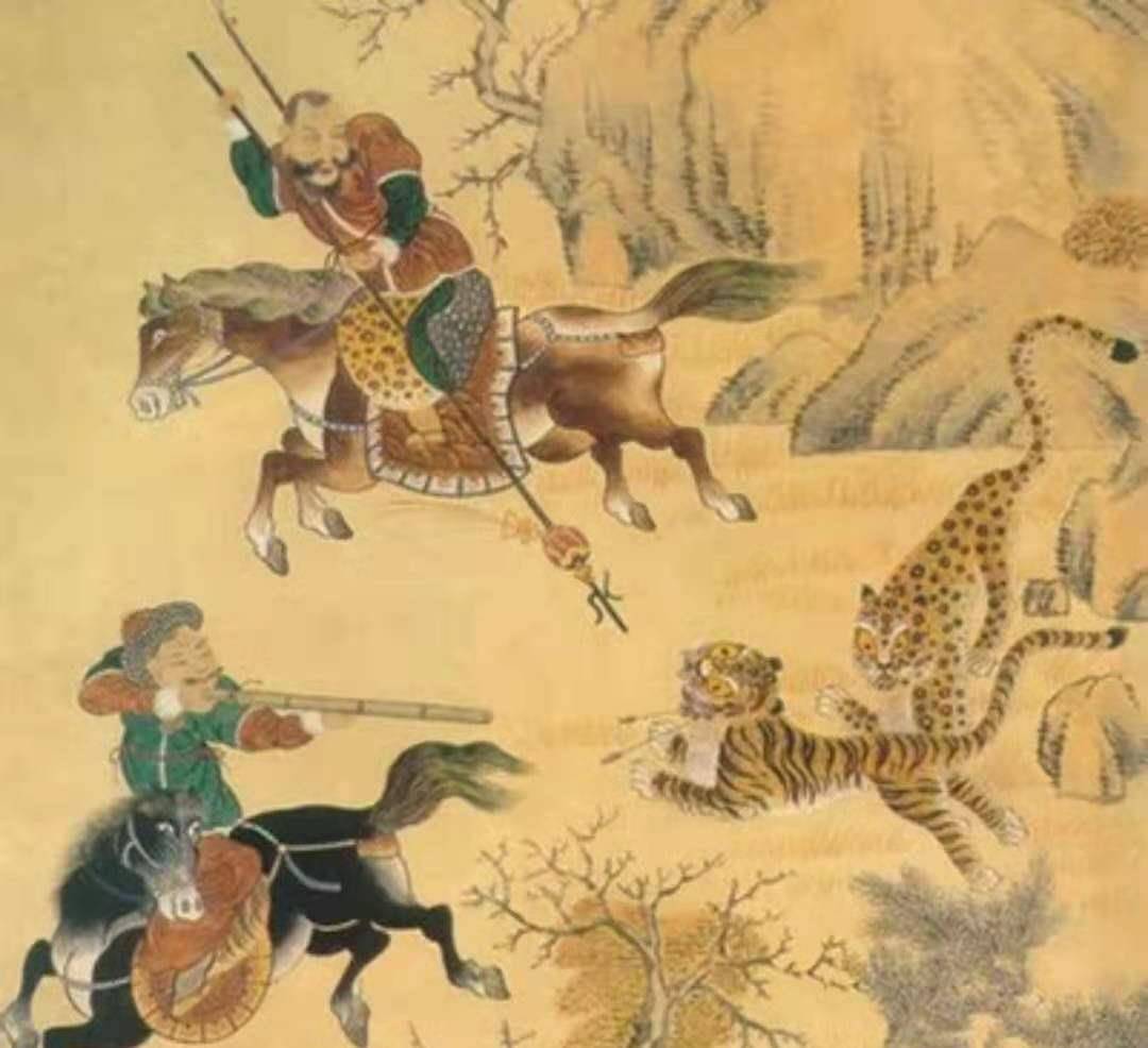 清朝最高统治者也以"亲射虎"为傲,皇太极就以打虎著称.