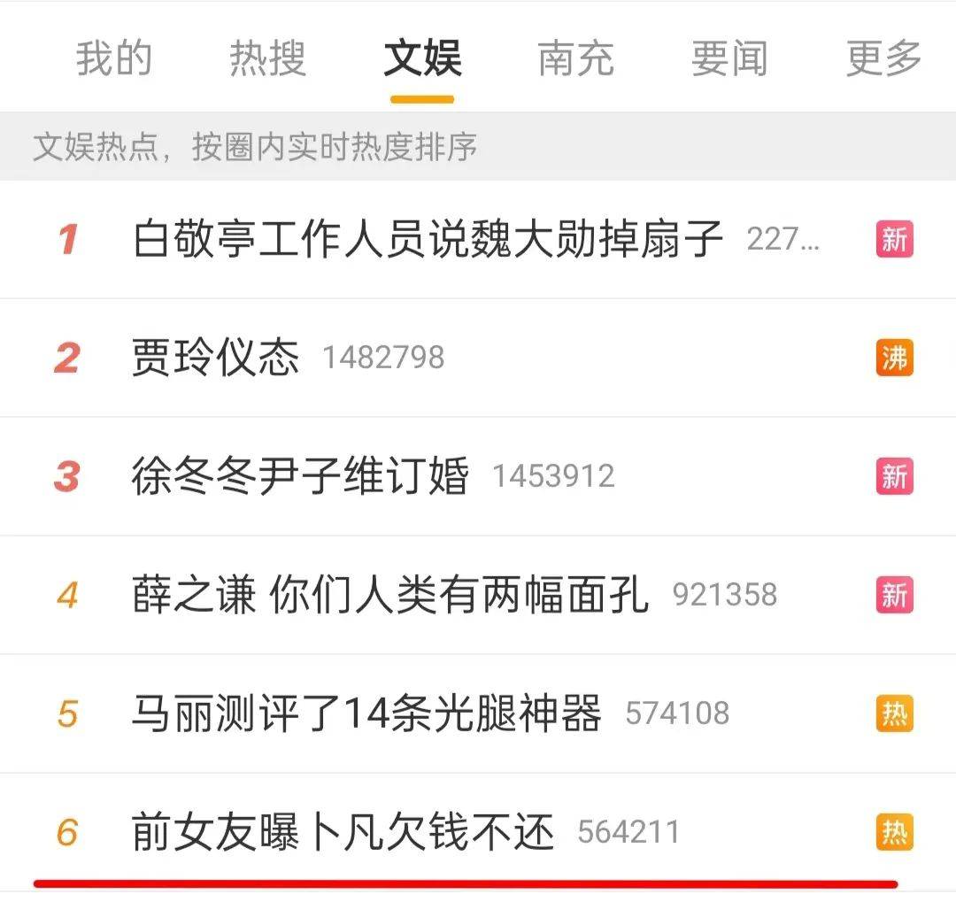 钱啊"的网友,疑似是卜凡前女友,连发多条动态吐槽卜凡,并晒出聊天记录