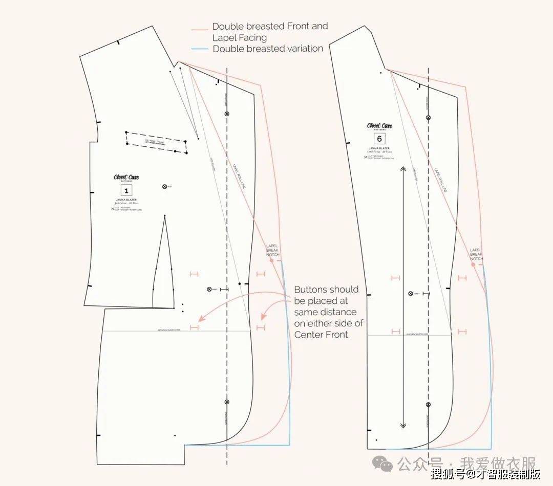 10款收腰西装女外套制版纸样裁剪图 才智服装_制图_公主_领子
