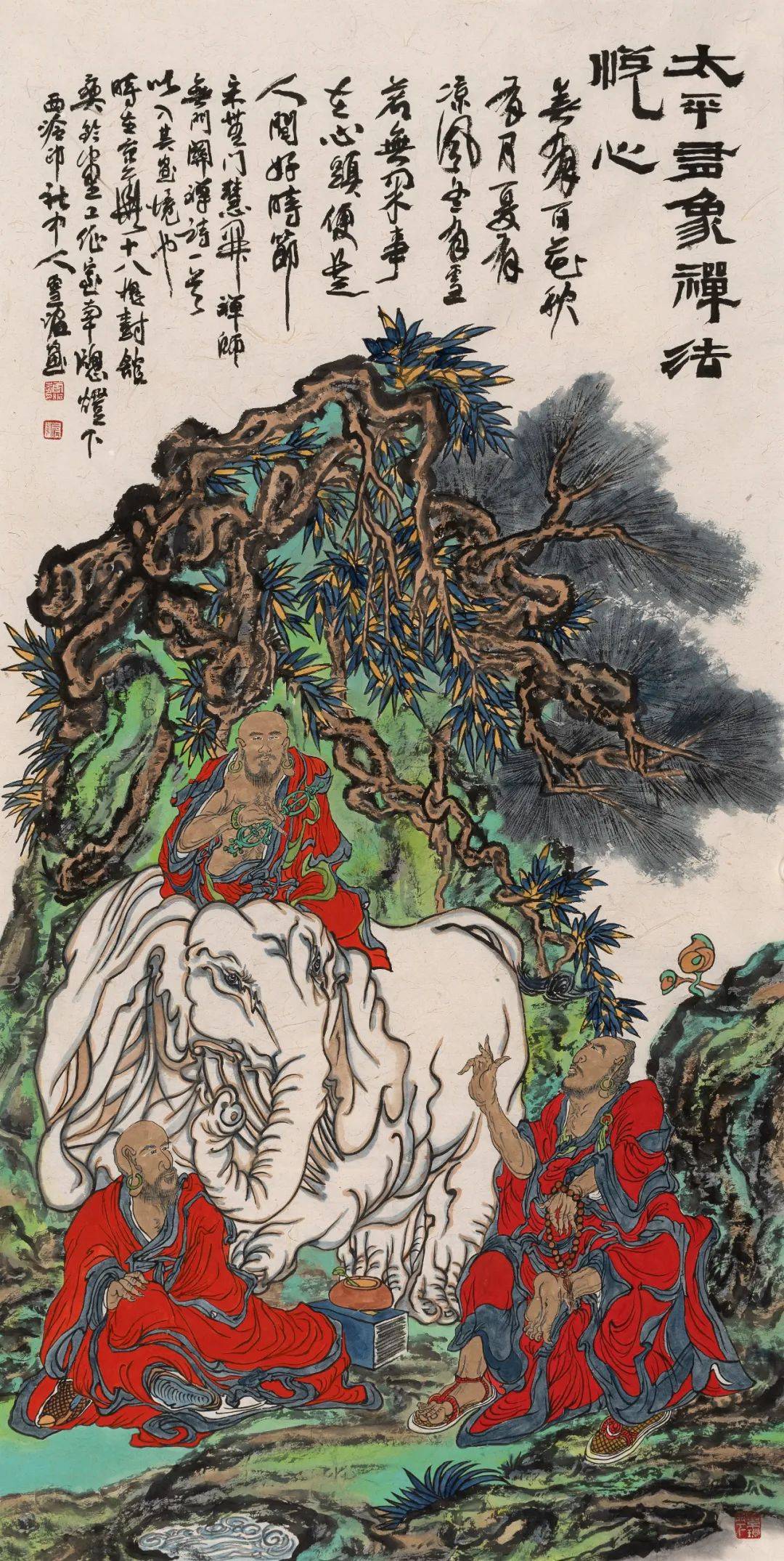 95×60cm  纸本水墨雪泥禅意罗汉《龙行大运》95×60cm  纸本水墨雪泥