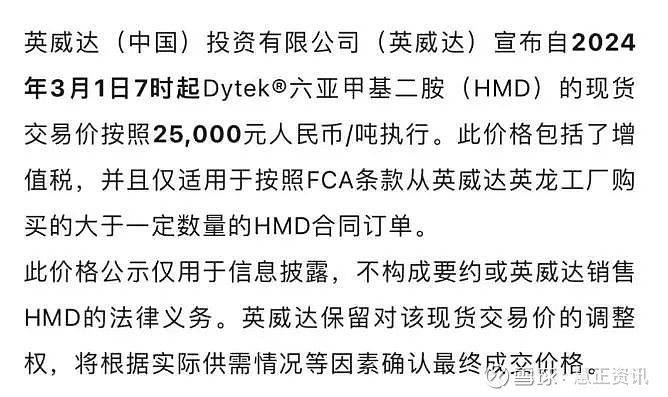 相较于2023年9月价格,目前,英威达在2024年第一季度以及2023年第四
