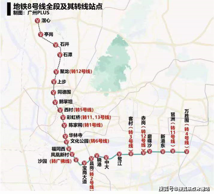 心站项目直线距离8号线始发站滘心仅约400米,可换乘广州地铁13条线路