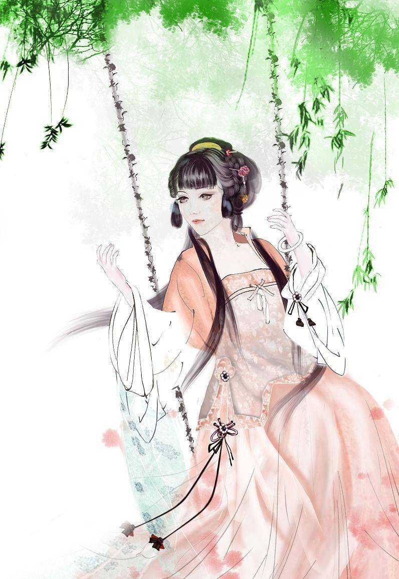 民间游戏"荡秋千",7首诗词,谁在秋千,笑里轻轻语,少女怀春_姑娘_双手