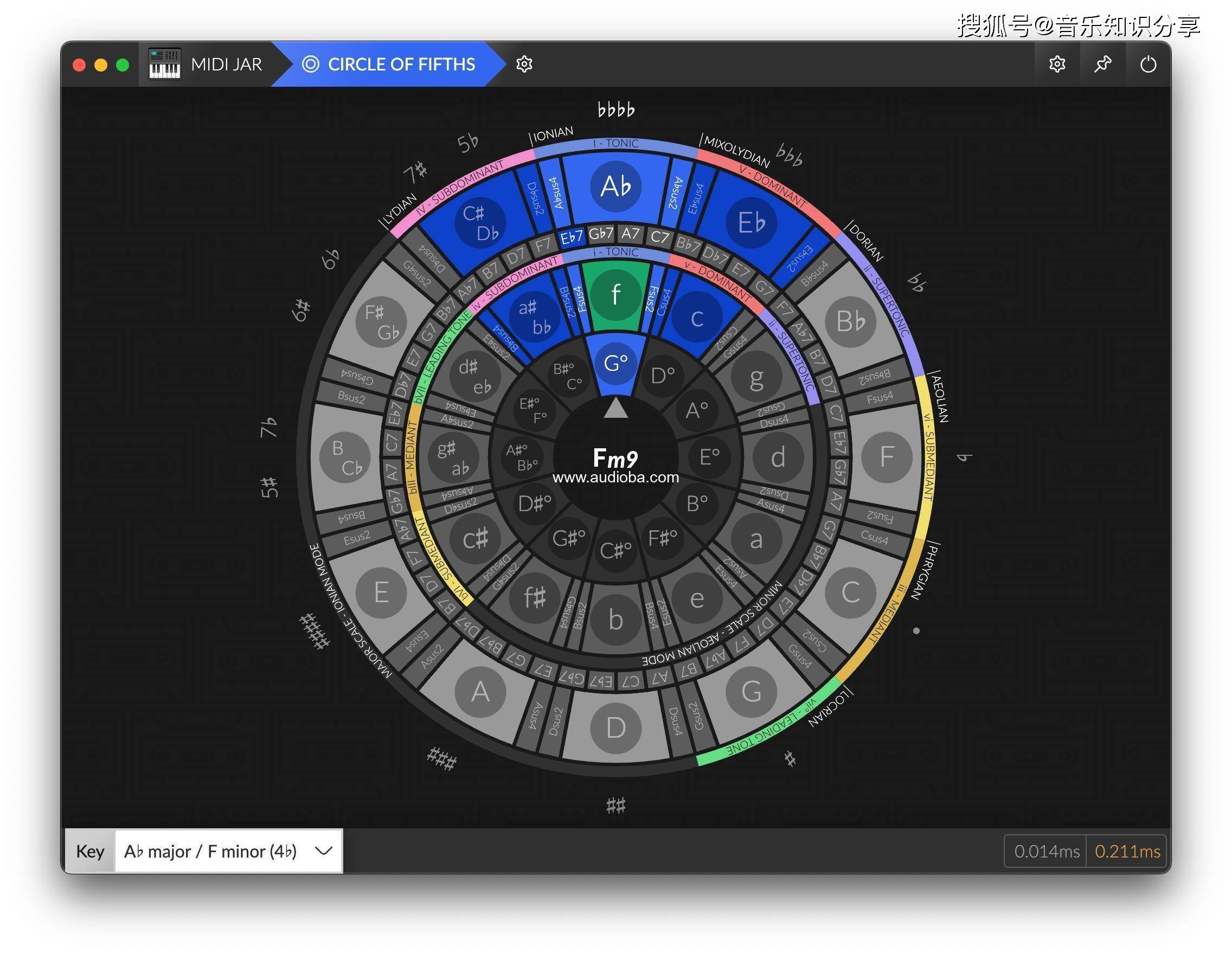 midi jar和弦显示软件 midi键盘链接显示音符和弦 和弦五度圈工具