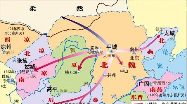 原创从地图看南北朝的变迁华夏从对峙到统一大漠则走向了东西对峙