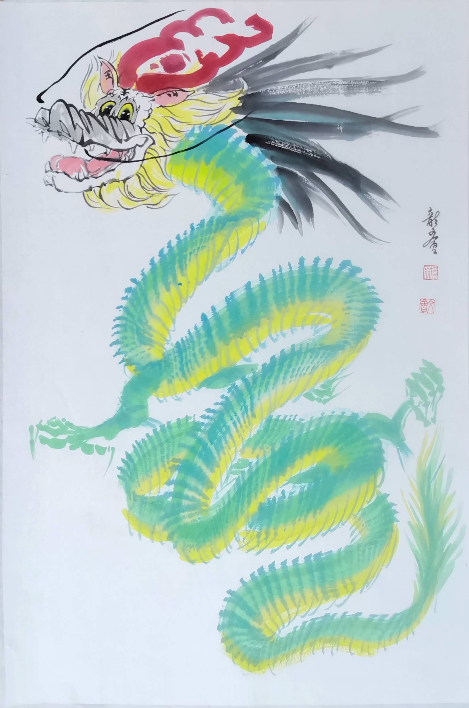 2024龙年二月二龙抬头,龙姓氏画家龙文会画龙