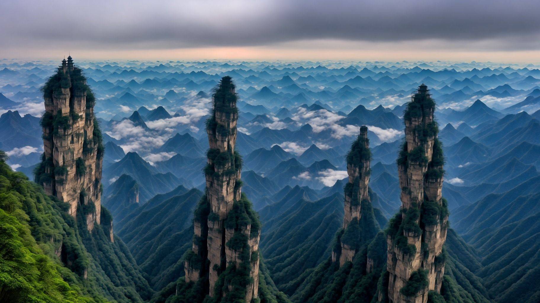 张家界的峰林云海_大自然_山峰_气息