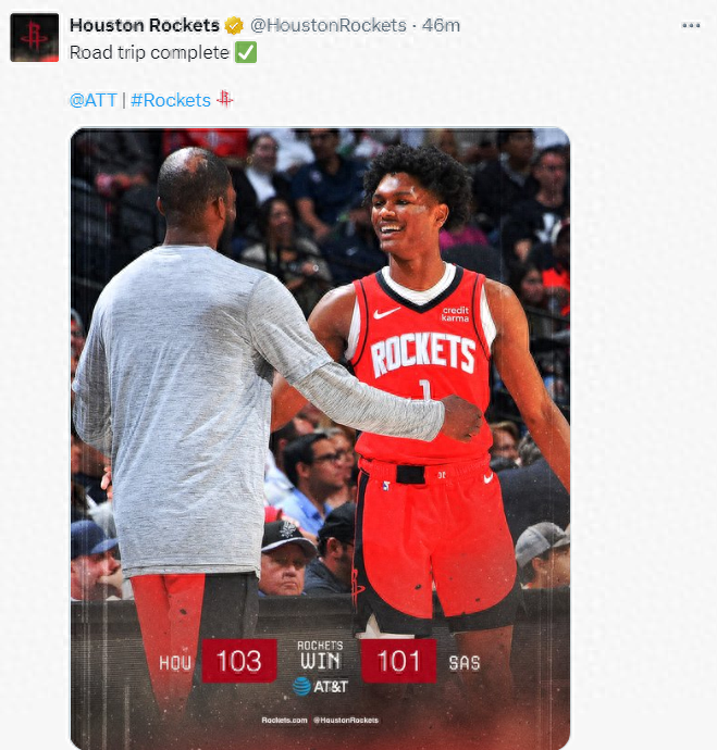 原创火箭官方认证兰代尔功绩轰1154还冰封文班乌度卡不放弃附加赛