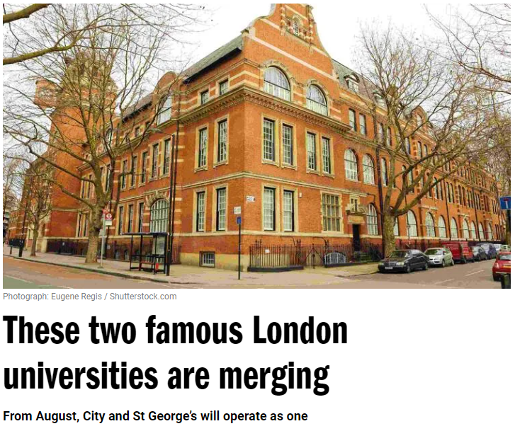 1日开始以新的合并名称运营:city st georges,university of london