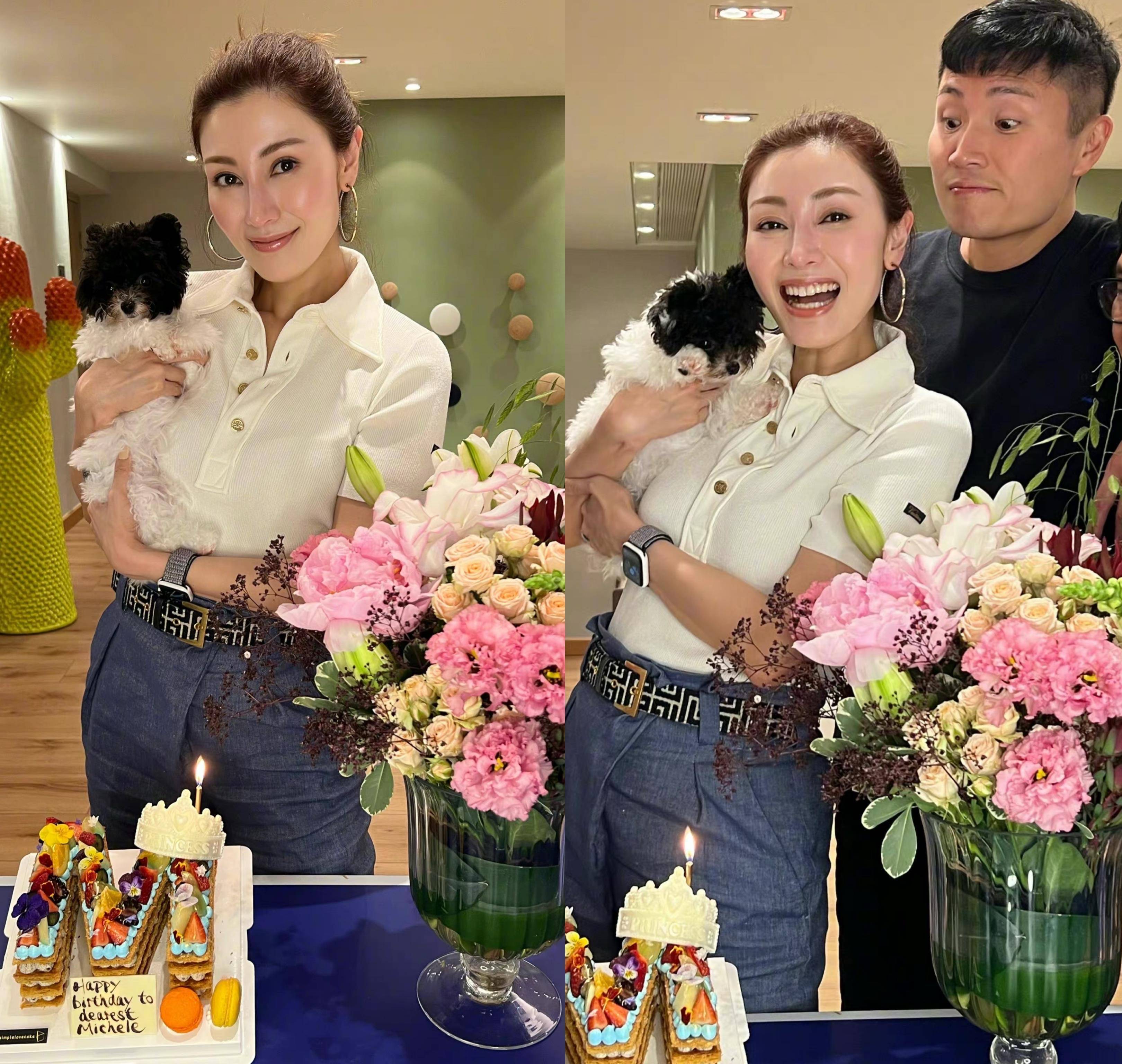 52岁李嘉欣颜值高又会穿,白色polo衫配牛仔裤,红光满面像30岁