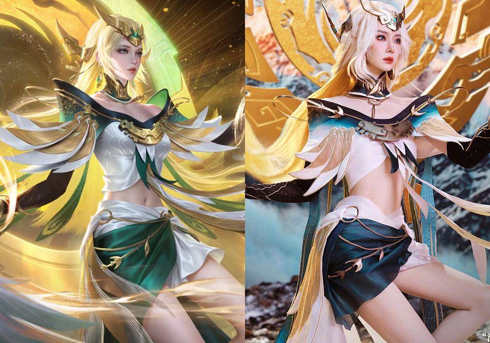 戚薇cos王者荣耀海月雪肌美腿小蛮腰比建模还美大长腿绝了