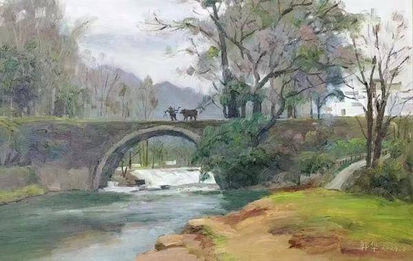 春归有期花醉婺源郭华风景油画写生作品