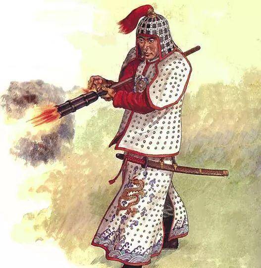 明初的火铳由前膛,药室和尾銎三个部分组成,通常分为:单兵使用的手铳