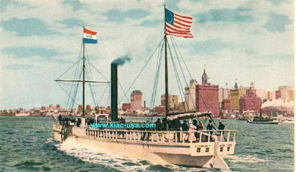 美国人罗伯特61富尔顿成功发明了以瓦特蒸汽机驱动的轮船,名曰汽船