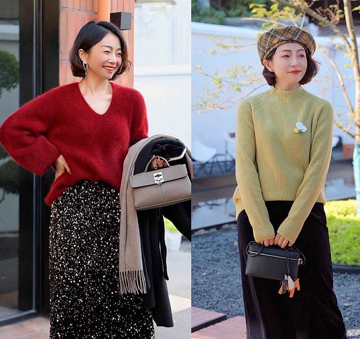 原创今年流行针织衫长裙特适合450岁女人减龄显瘦太美了