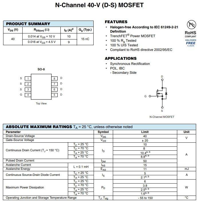 si4840bdyt1e3场效应管规格参数工作原理与应用电路全解析