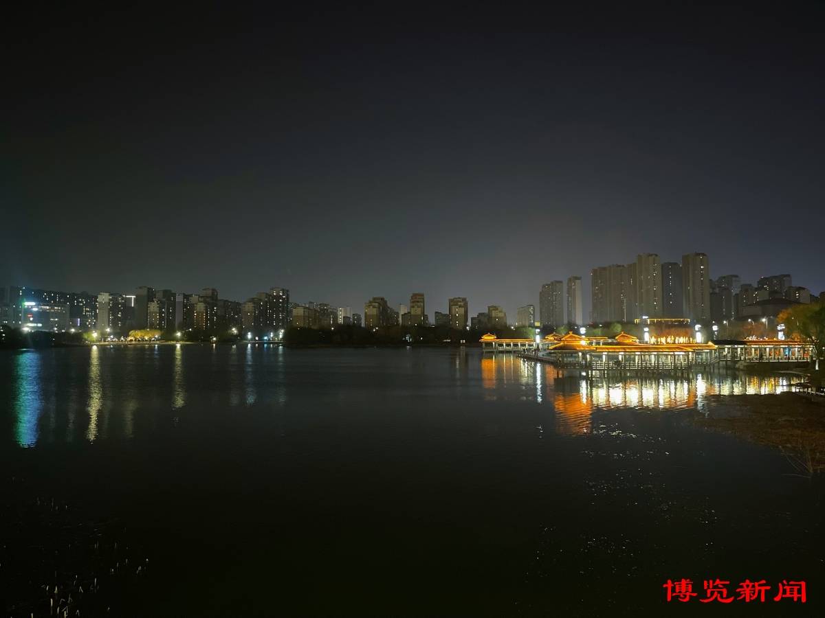 淄博齐盛湖公园夜景图片