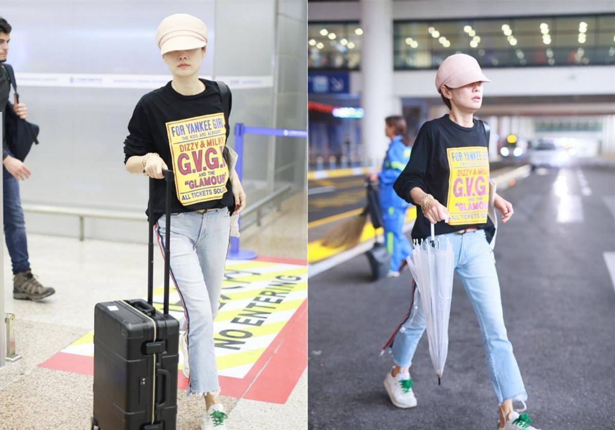 原创女明星日常穿搭挺减龄紫色卫衣个性新潮小熊耳钉也很吸睛