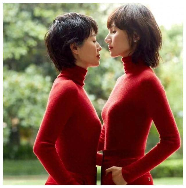 马伊琍,袁泉大秀骨相美,红打底衫展现高级气质_女明星_魅力_红色