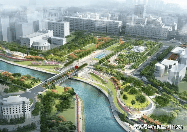 玉龙滨水城市公园效果图项目周边还有一条覆盖整个中心区的空中连廊